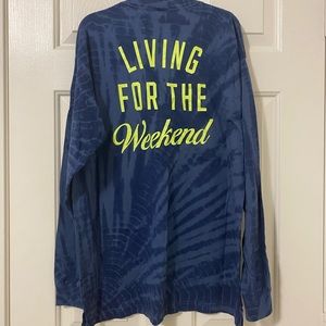 VS PINK Campus L/S Shirt - Blue Tie Dye - S